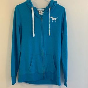 VS PINK Blue Logo Love Pink Hoodie Size Small